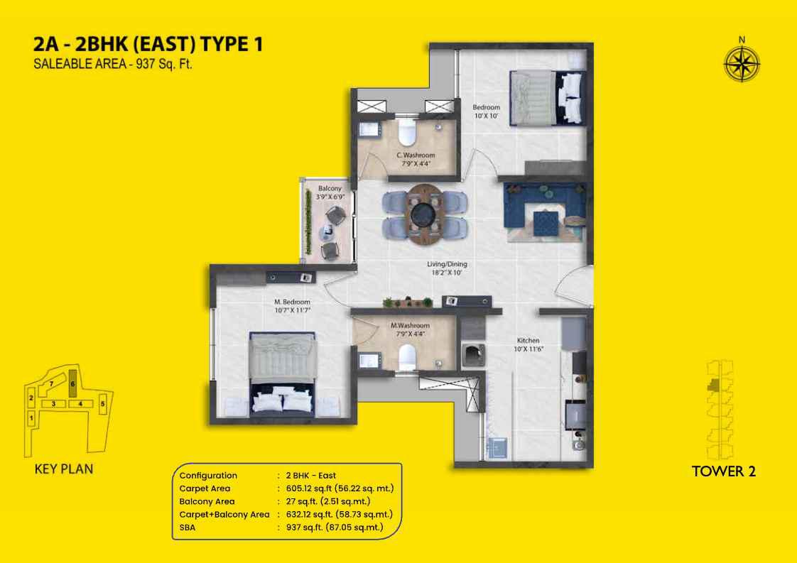 2 BHK Floor Plan 1